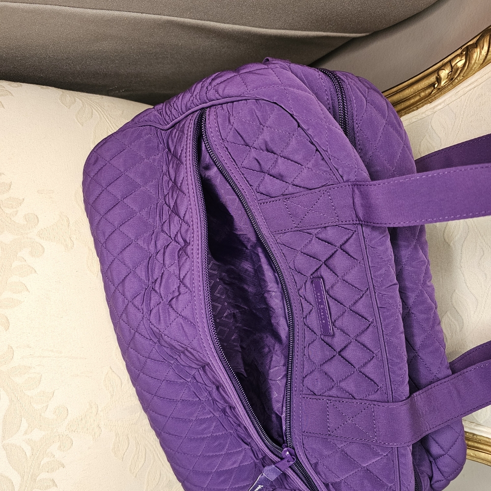 Vera Bradley Elderberry Purple Microfiber Carry On Tote Weekender Travel Bag - Picture 6 of 9